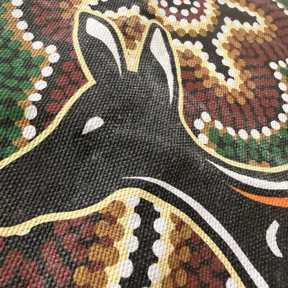 Australia Kangaroo Dot Art Cotton Tea Towel Aboriginal Style Souvenir 30x19.5